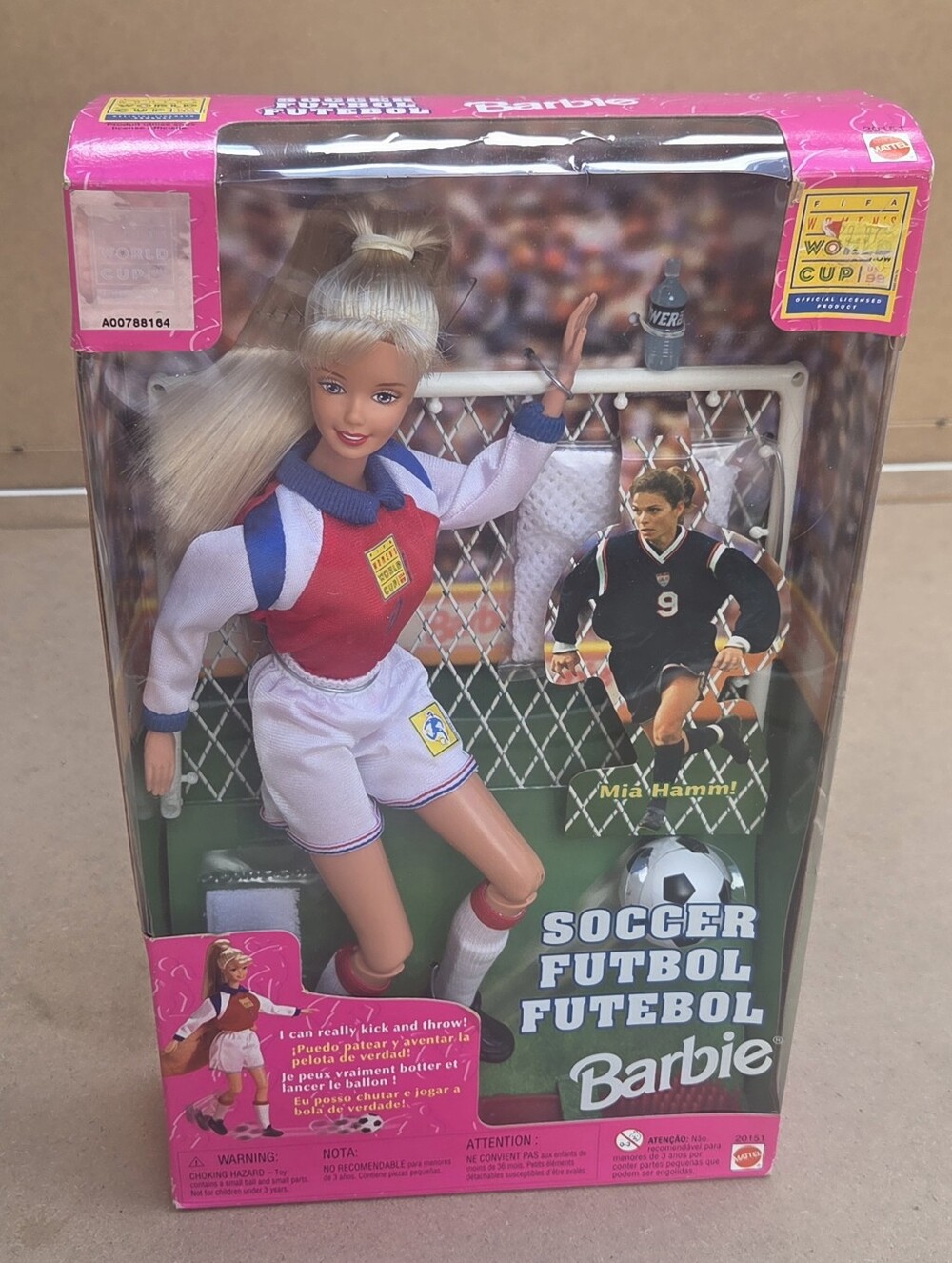 Vintage 1998 Soccer Barbie Doll 1999 FIFA Women’s World Cup USA Mia Hamm NIB